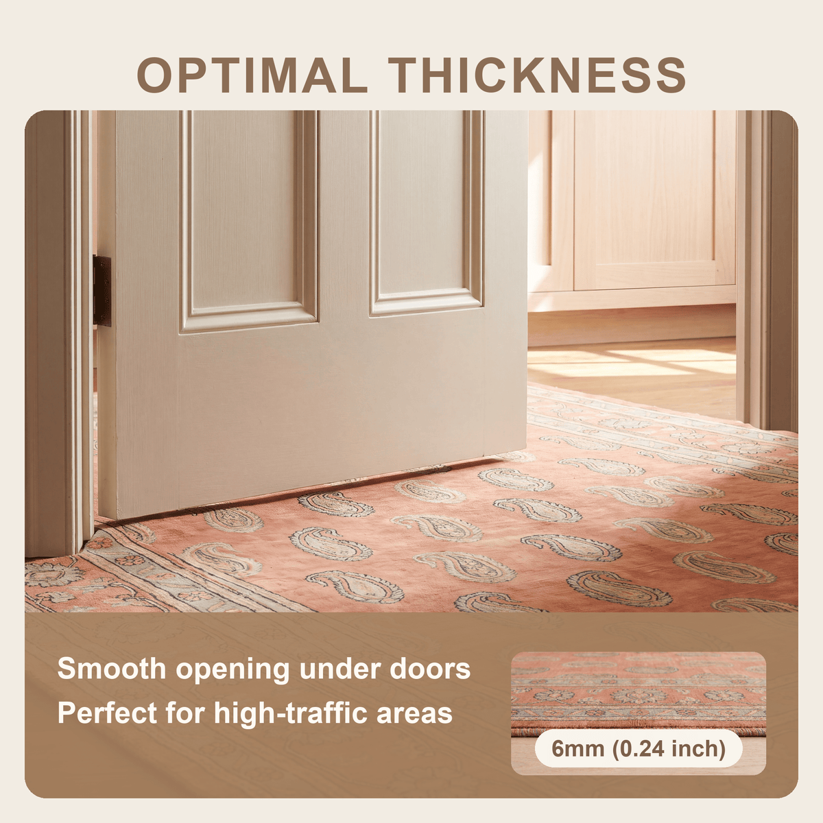 Wildmoor Traditional Floral Border Terracotta Ivory Sage Washable Indoor Outdoor Entryway Rug - RugzellaDigital Print RugRugzellaRugzellaBBB485-RECT-24x47-60x120cmRGZLLA146951Rectangle2' x 3'11" (60x120 cm)SHARED | Wildmoor feature thickness