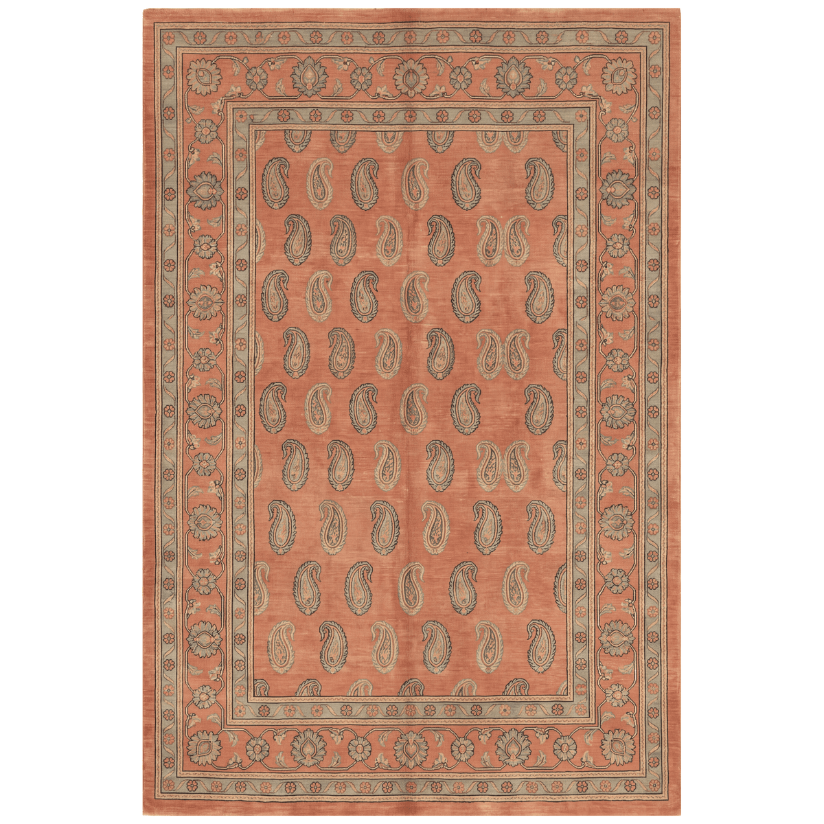 Wildmoor Traditional Floral Border Terracotta Ivory Sage Washable Indoor Outdoor Entryway Rug - RugzellaDigital Print RugRugzellaRugzellaBBB485-RECT-24x47-60x120cmRGZLLA146951Rectangle2' x 3'11" (60x120 cm)RECTANGLE | HERO | Wildmoor rectangle