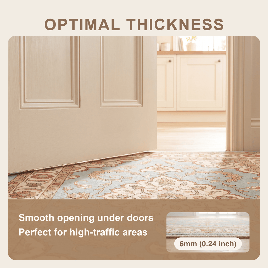 Windgate Traditional Medallion Border Teal Ivory Rust Washable Indoor Outdoor Entryway Rug - RugzellaDigital Print RugRugzellaRugzellaBBB486-RECT-24x47-60x120cmRGZLLA147286Rectangle2' x 3'11" (60x120 cm)SHARED | Windgate feature thickness