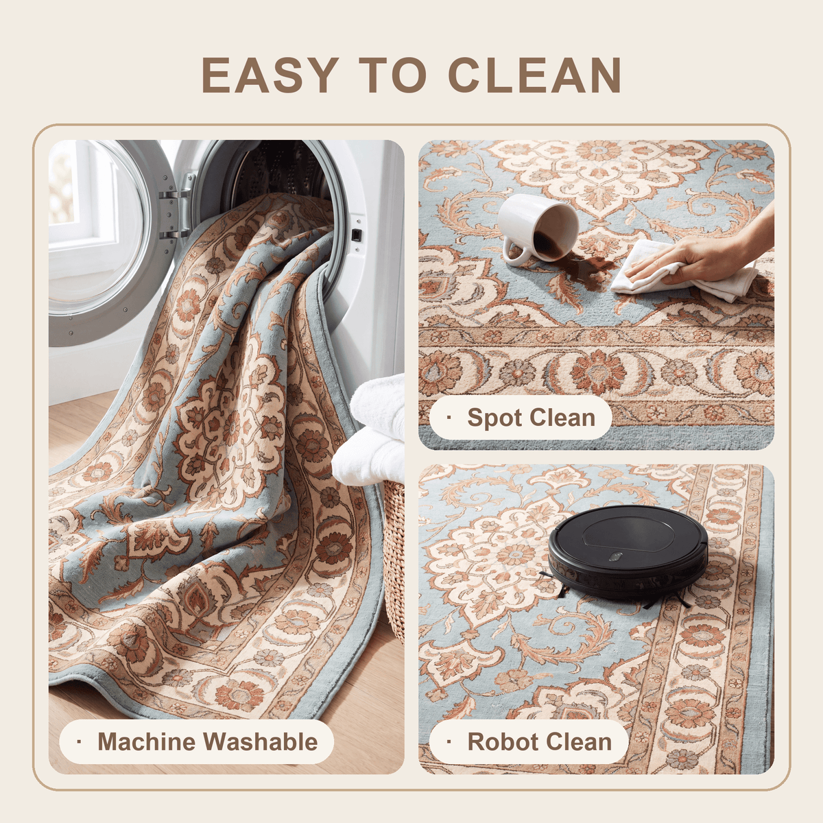 Windgate Traditional Medallion Border Teal Ivory Rust Washable Indoor Outdoor Entryway Rug - RugzellaDigital Print RugRugzellaRugzellaBBB486-RECT-24x47-60x120cmRGZLLA147286Rectangle2' x 3'11" (60x120 cm)SHARED | Windgate feature clean