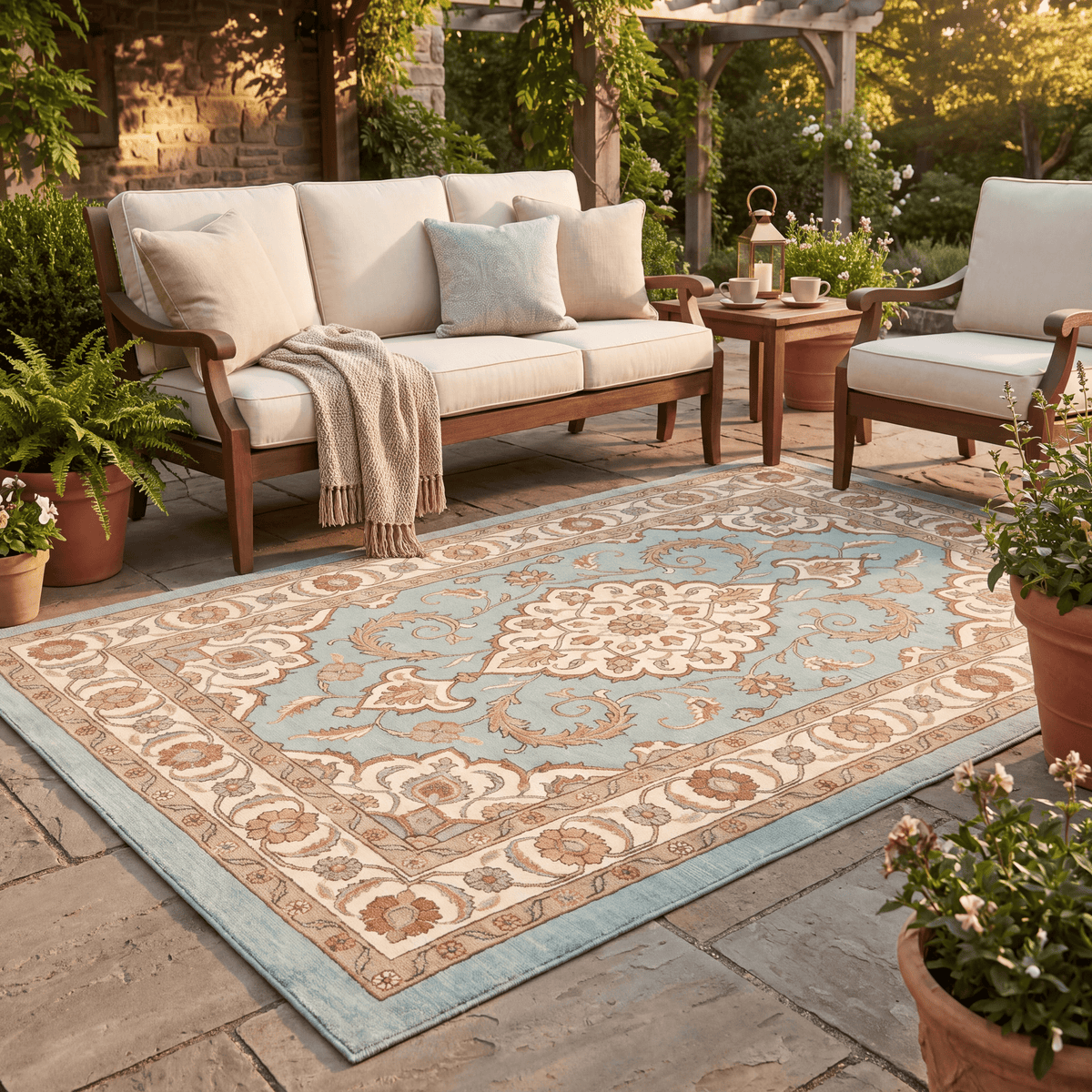 Windgate Traditional Medallion Border Teal Ivory Rust Washable Indoor Outdoor Entryway Rug - RugzellaDigital Print RugRugzellaRugzellaBBB486-RECT-24x47-60x120cmRGZLLA147286Rectangle2' x 3'11" (60x120 cm)RECTANGLE | Windgate rectangle outdoor