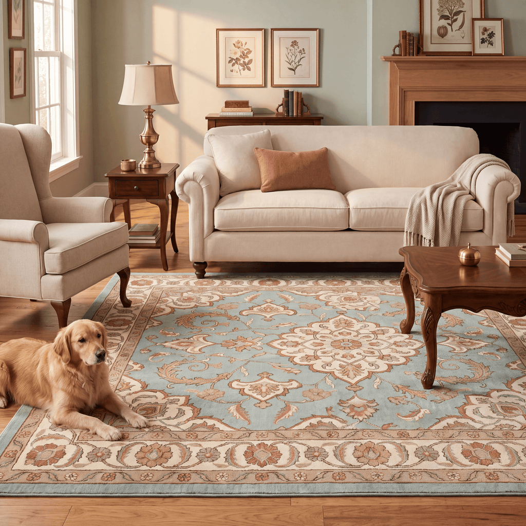 Windgate Traditional Medallion Border Teal Ivory Rust Washable Indoor Outdoor Entryway Rug - RugzellaDigital Print RugRugzellaRugzellaBBB486-RECT-24x47-60x120cmRGZLLA147286Rectangle2' x 3'11" (60x120 cm)RECTANGLE | Windgate rectangle livingroom