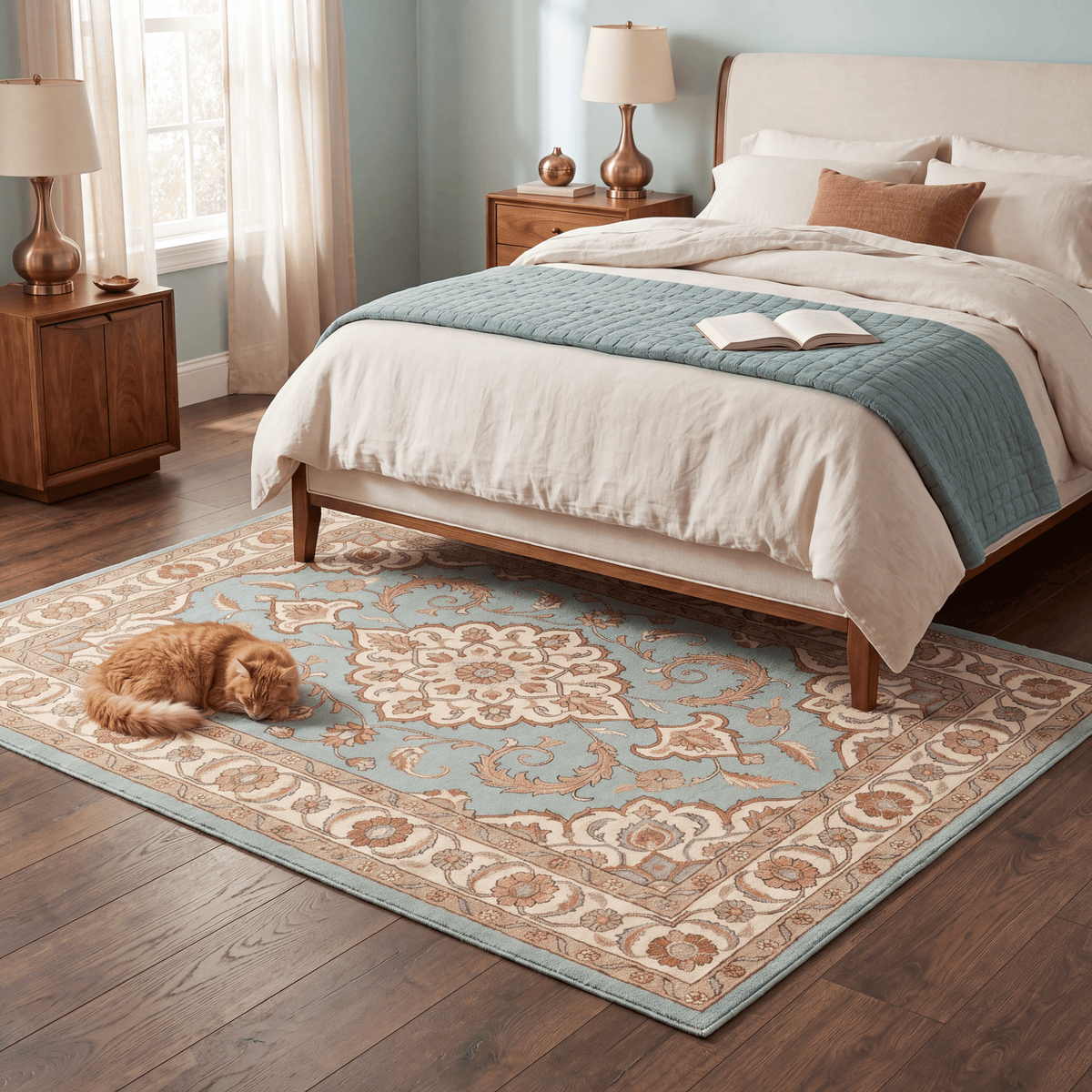 Windgate Traditional Medallion Border Teal Ivory Rust Washable Indoor Outdoor Entryway Rug - RugzellaDigital Print RugRugzellaRugzellaBBB486-RECT-24x47-60x120cmRGZLLA147286Rectangle2' x 3'11" (60x120 cm)RECTANGLE | Windgate rectangle bedroom