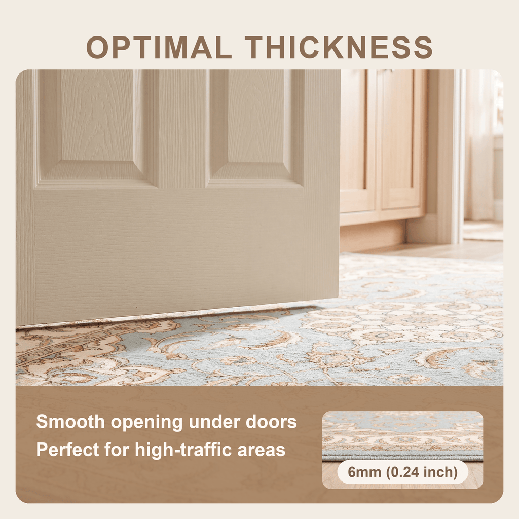 Zephyr2 Traditional Medallion Border Teal Ivory Rust Washable Indoor Outdoor Entryway Rug - RugzellaDigital Print RugRugzellaRugzellaBBB378-RECT-24x47-60x120cmRGZLLA109766Rectangle2' x 3'11" (60x120 cm)SHARED | Zephyr2 feature thickness