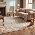 Zephyr2 Traditional Medallion Border Teal Ivory Rust Washable Indoor Outdoor Entryway Rug - RugzellaDigital Print RugRugzellaRugzellaBBB378-RECT-24x47-60x120cmRGZLLA109766Rectangle2' x 3'11" (60x120 cm)RECTANGLE | Zephyr2 rectangle livingroom
