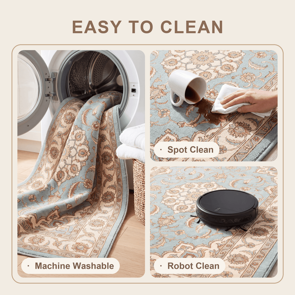 Zephyr2 Traditional Medallion Border Teal Ivory Rust Washable Indoor Outdoor Entryway Rug - RugzellaDigital Print RugRugzellaRugzellaBBB378-RECT-24x47-60x120cmRGZLLA109766Rectangle2' x 3'11" (60x120 cm)SHARED | Zephyr2 feature clean