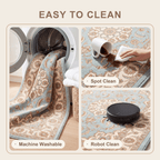Zephyr2 Traditional Medallion Border Teal Ivory Rust Washable Indoor Outdoor Entryway Rug - RugzellaDigital Print RugRugzellaRugzellaBBB378-RECT-24x47-60x120cmRGZLLA109766Rectangle2' x 3'11" (60x120 cm)SHARED | Zephyr2 feature clean