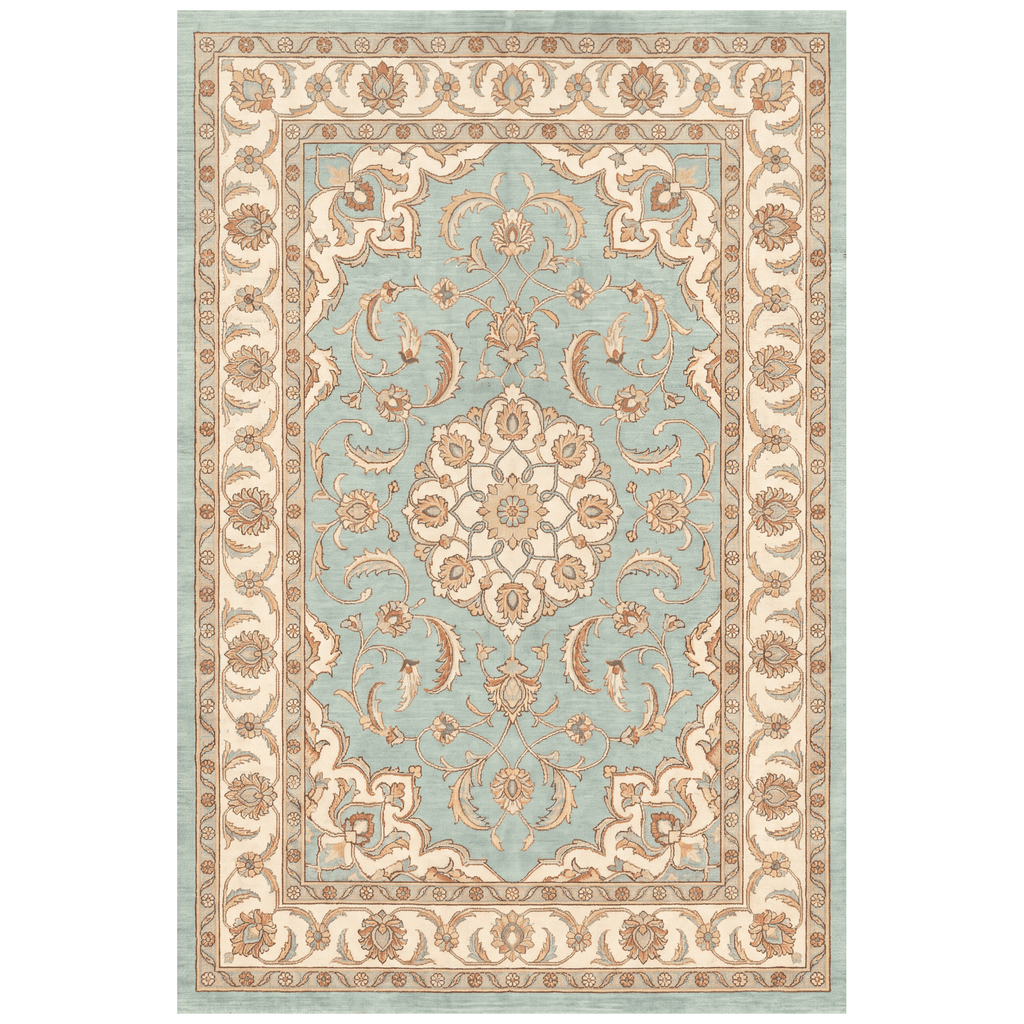 Zephyr2 Traditional Medallion Border Teal Ivory Rust Washable Indoor Outdoor Entryway Rug - RugzellaDigital Print RugRugzellaRugzellaBBB378-RECT-24x47-60x120cmRGZLLA109766Rectangle2' x 3'11" (60x120 cm)RECTANGLE | HERO | Zephyr2 rectangle
