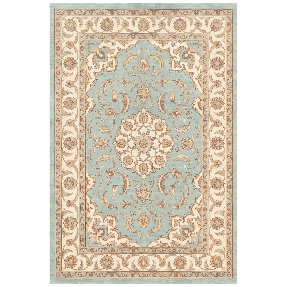 Zephyr2 Traditional Medallion Border Teal Ivory Rust Washable Indoor Outdoor Entryway Rug - RugzellaDigital Print RugRugzellaRugzellaBBB378-RECT-24x47-60x120cmRGZLLA109766Rectangle2' x 3'11" (60x120 cm)RECTANGLE | HERO | Zephyr2 rectangle